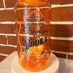 Orange Glass Jar with Fun Quote